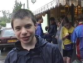 Kieron does his interview at our refreshment stop in Olveston, 15.9 miles into the ride
